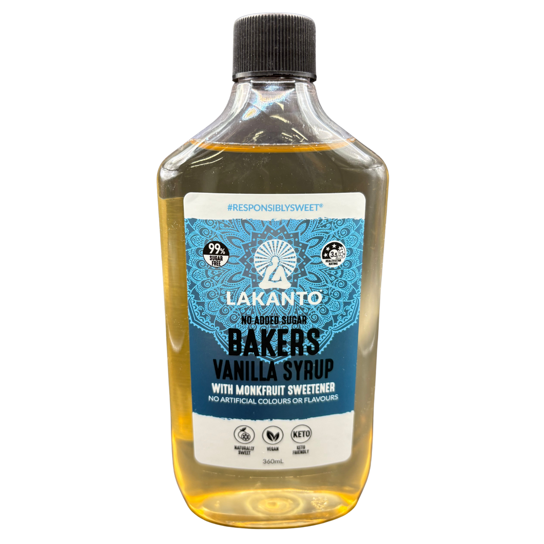 Lakanto Bakers Vanilla Flavoured Syrup with Monkfruit Sweetener 360ml