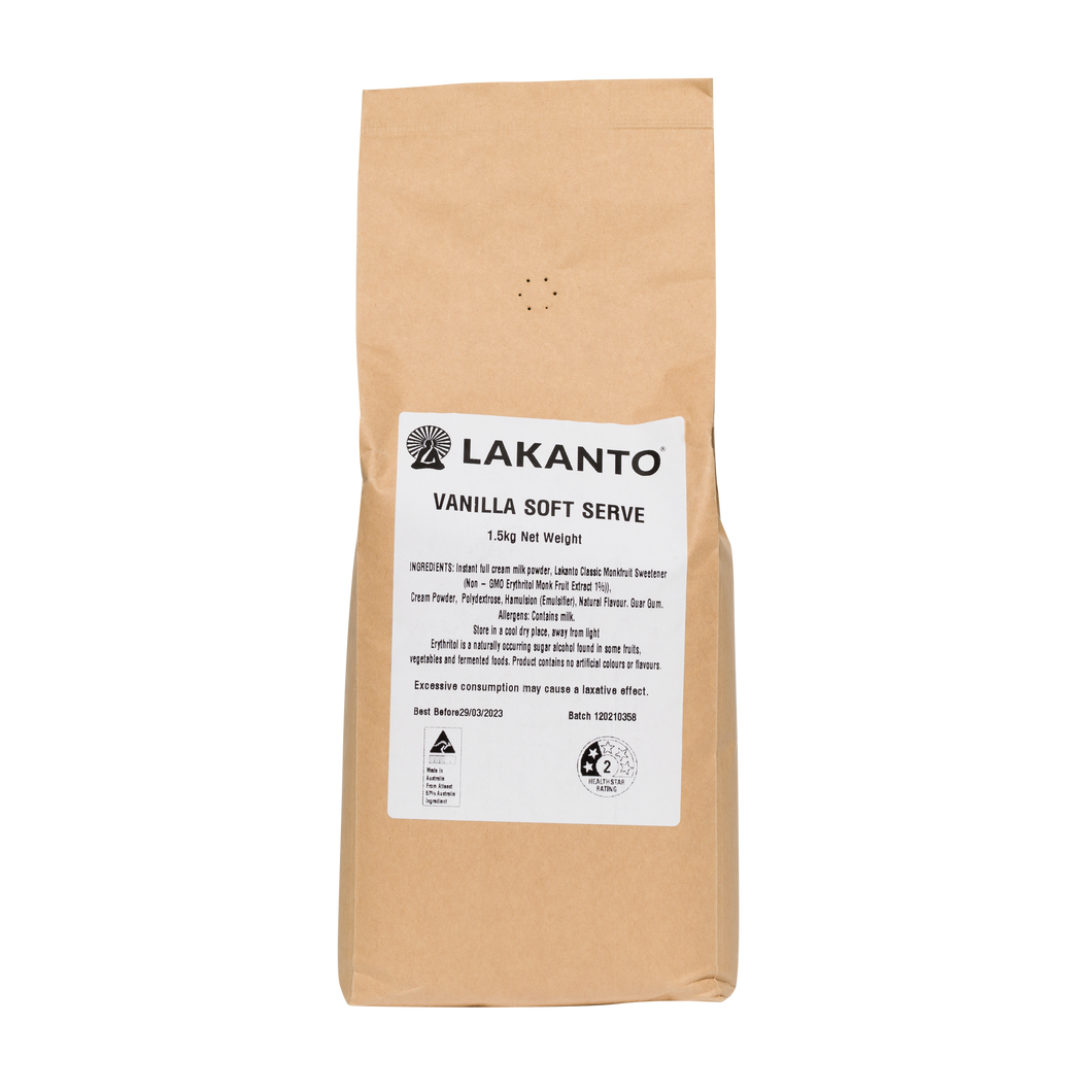 Lakanto Monkfruit Sweetened No Added Sugar Soft Serve Mix - Vanilla (Bulk)